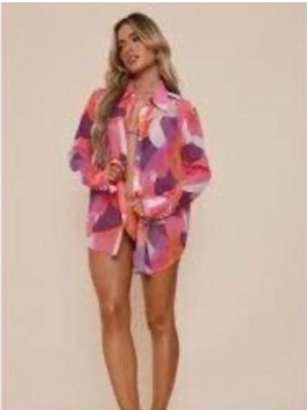 Pretty Little Thing Sheer Floral Blouse, Long Sleeve, Size 0